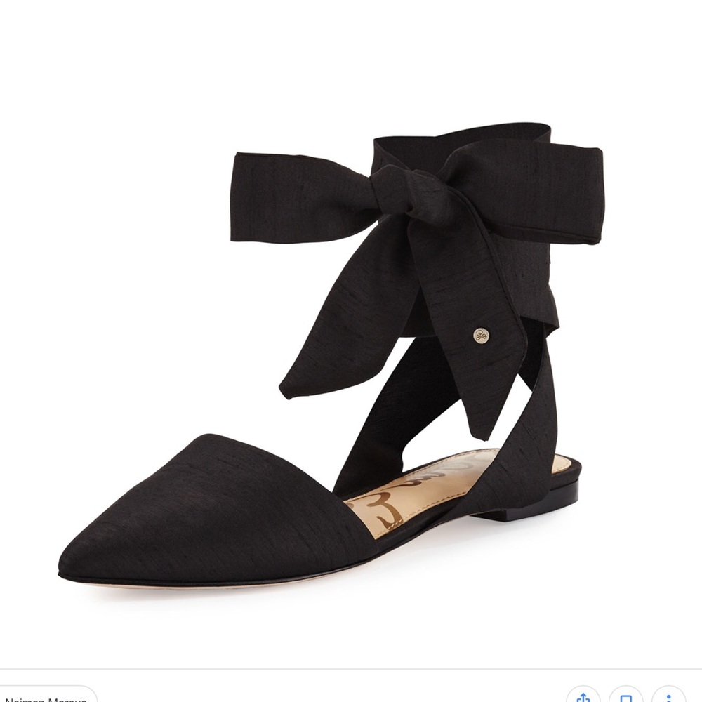 SAM EDELMAN LACE UP SILK FLAT BLACK